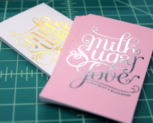 Milk Sugar Love: Silver and Gold Foil Ultra Thick Business Cards