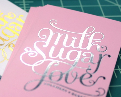 Milk Sugar Love: Silver and Gold Foil Ultra Thick Business Cards