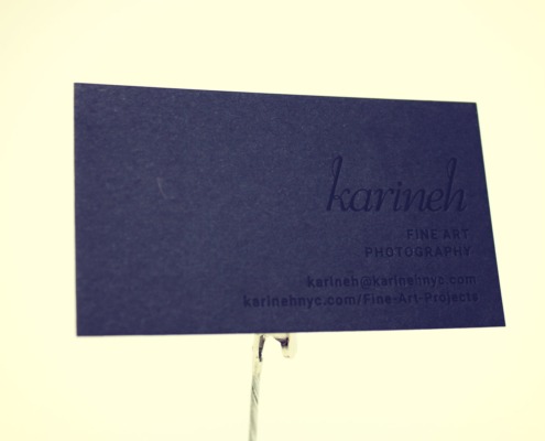 Karineh: 32pt Blind Letterpress and Black Foil Ultra Thick Business Card